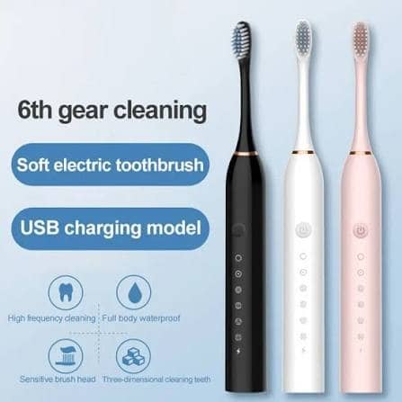 Rechargeable Electric Toothbrush With 2 Extra Heads | USB Charging Rechargeable Total Washable Electronic Whitening Teeth Brush for Oral Care | Teethbrush