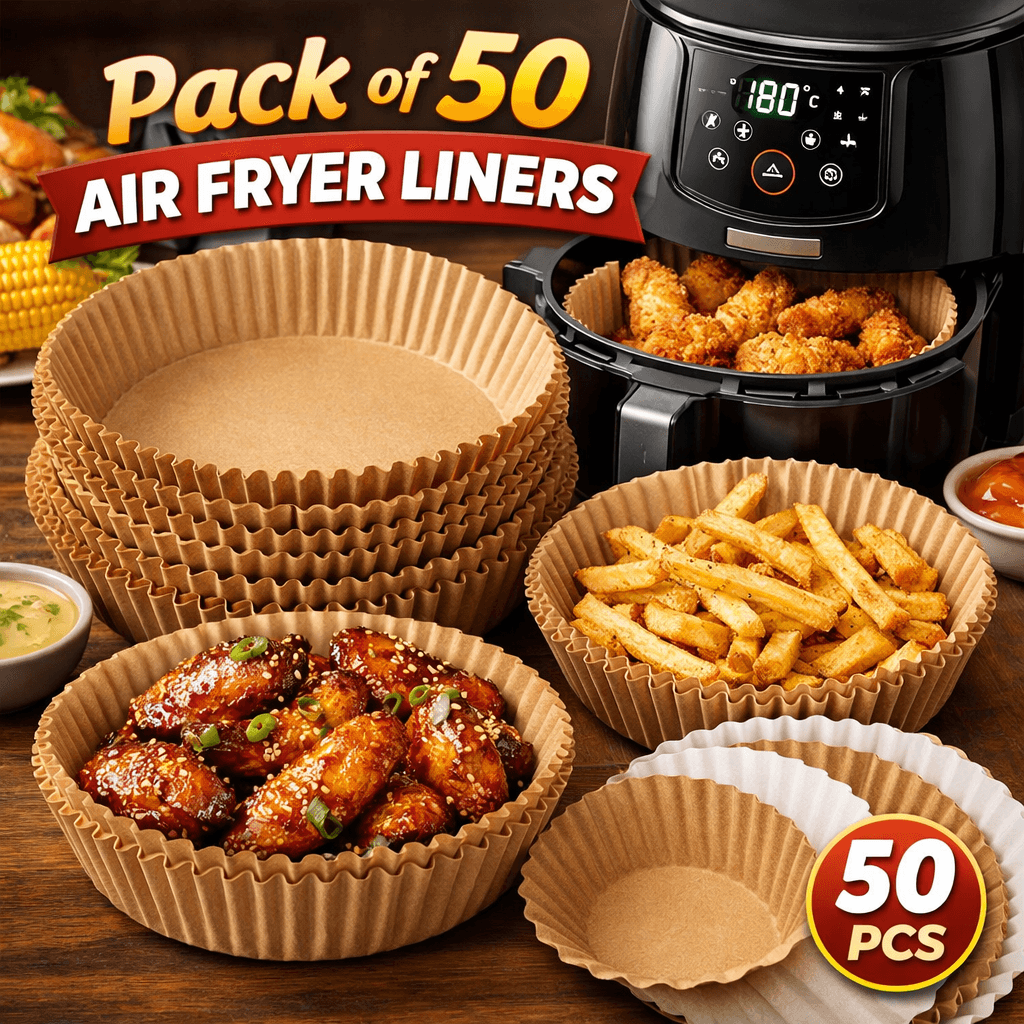 Pack Of 50 Air Fryer Liners | Disposable AirFryer Plates | Butter Paper Liner For Air Fryer