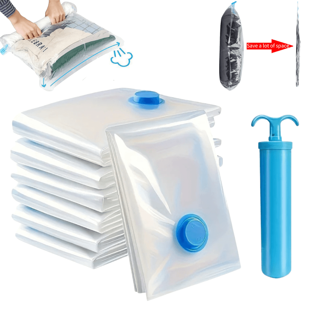 5Pcs Vacuum Seal Storage Bags With Pump | Travel Household Space Saver Storage Bag | Vacuum Bags